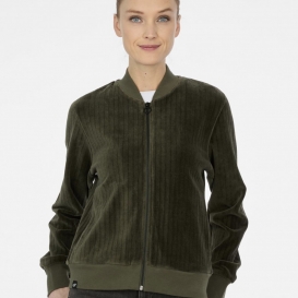 Adela olive corduroy zipped sweater